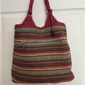 The Sak Crochet shoulder bag. Great condition.    13” ht, 14” wide, 22” strap